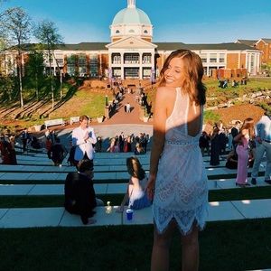 LULUS white lace open back dress